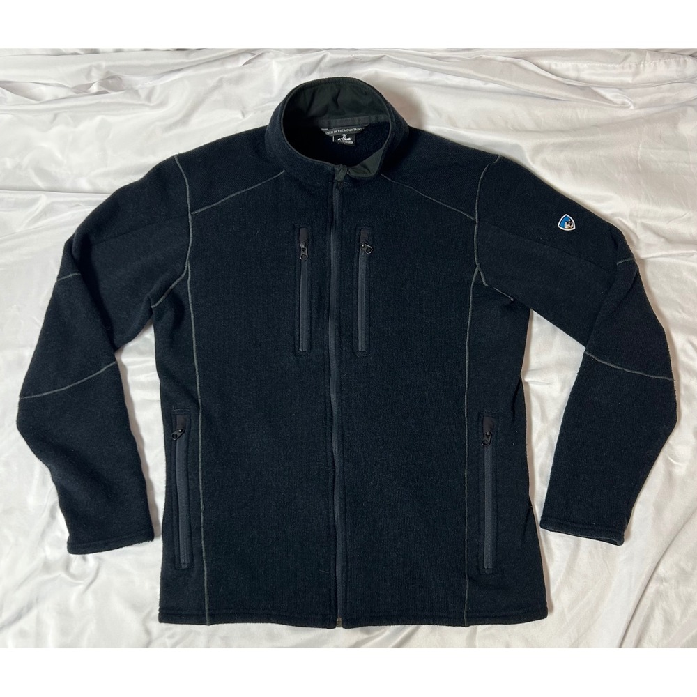 Kuhl Interceptr Fleece Jacket Mens Large Black Full Zip Style 3183 Alfpaca Gold